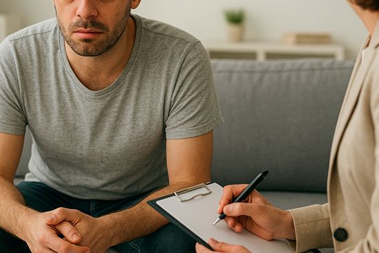 Мужчина на приёме у психотерапевта